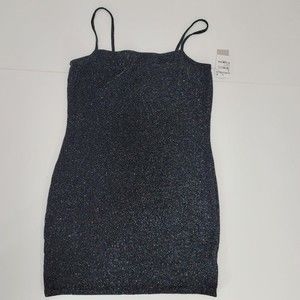 BP Glitter Mini Dress square neck black multi Colored Sparkle Size M Medium NWT